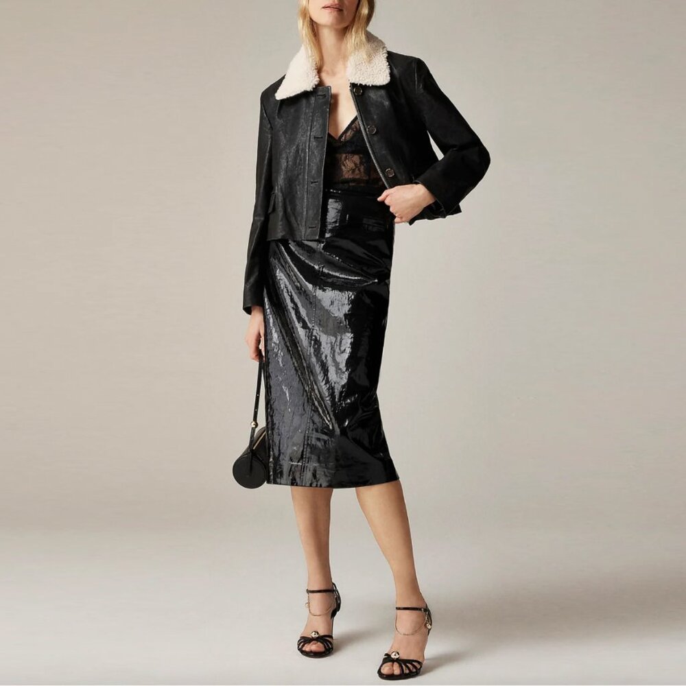 J.Crew Collection Laminated Linen Skirt Size 24, NWT